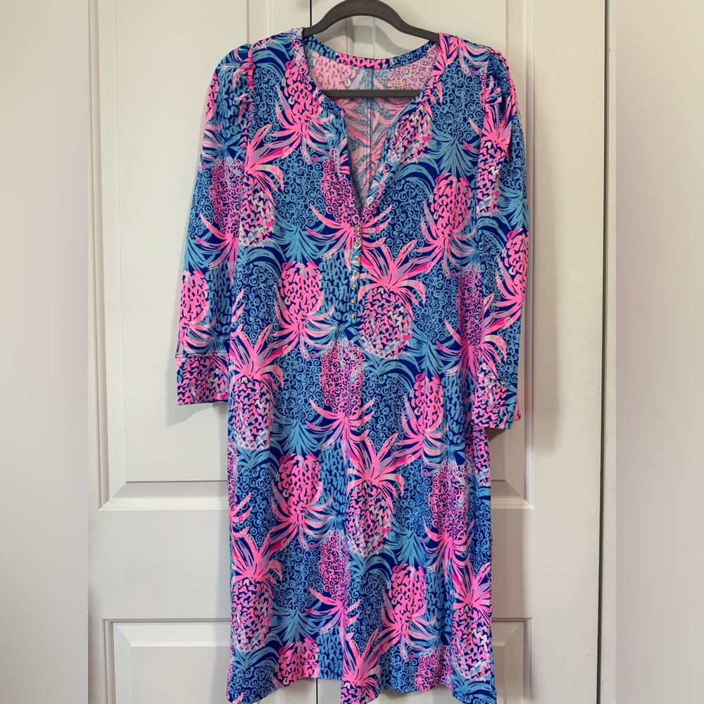 NWT XL Lilly Pulitzer Marlie dress in borealis blue tropic down low